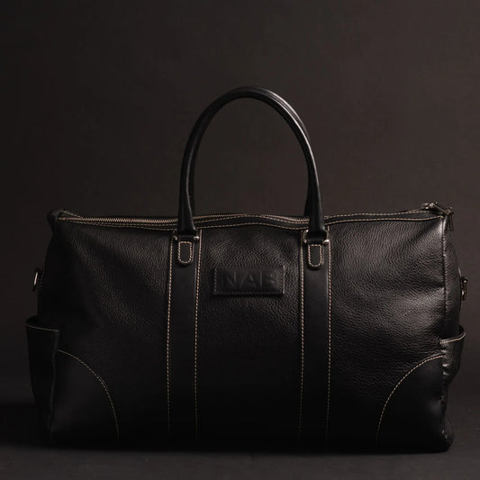 The Shield Duffle | Black Full-Grain Canadian Leather Duffle Bag