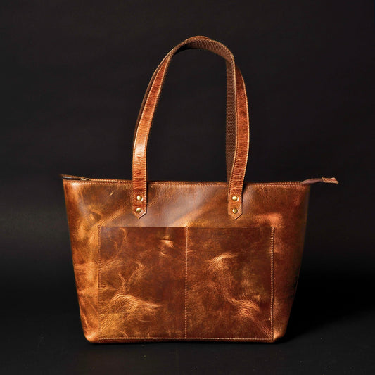 Classic Full-Grain Canadian Leather Tote Bag — Cognac