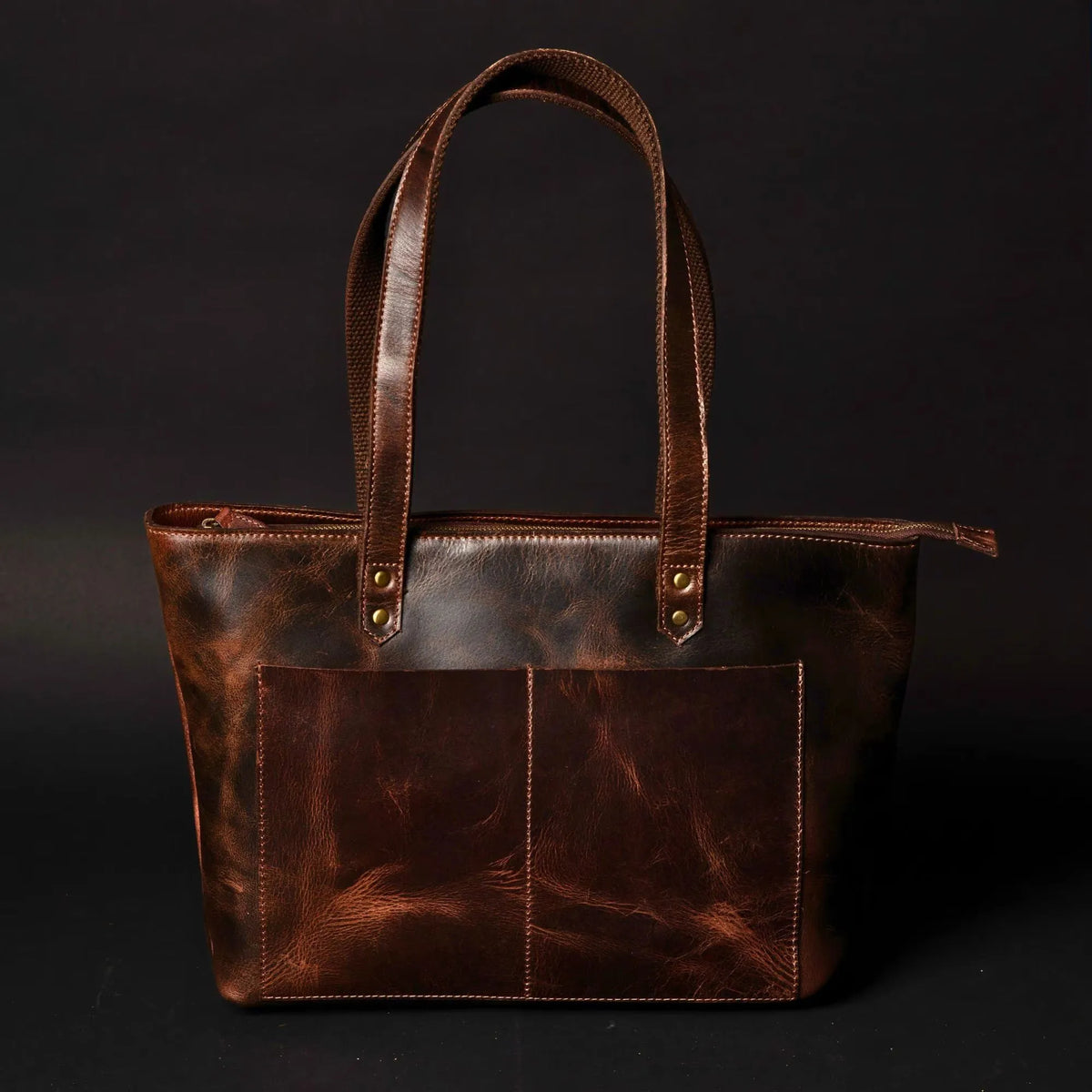Classic Full-Grain Canadian Leather Tote Bag — Black