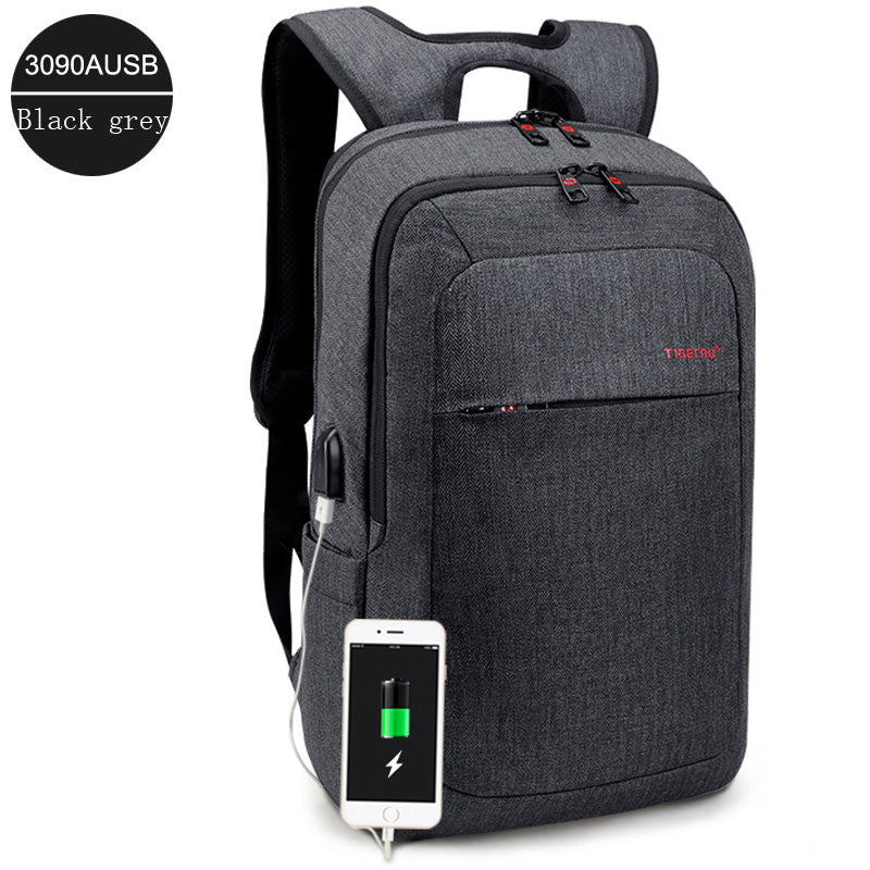 black grey scratch resistant laptop backpack for women with USB charging port