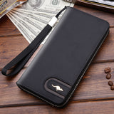 Men's PU Leather Universal Long Everyday Wallet/Phone Case Zipper-secured