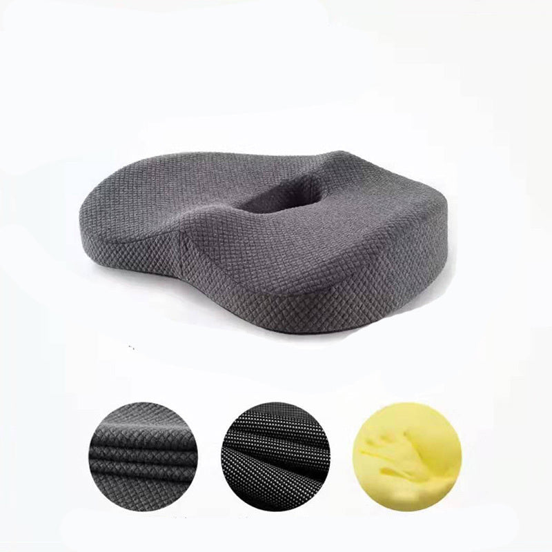 Comfortable seat cushion designed for ergonomic support with a breathable cover and unique shape
