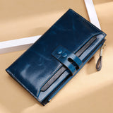 Oil-waxed Leather Women's Handy Card Holder/Phone Case