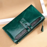 Oil-waxed Leather Women's Handy Card Holder/Phone Case