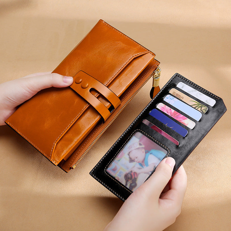 Oil-waxed Leather Women's Handy Card Holder/Phone Case - StoreFour