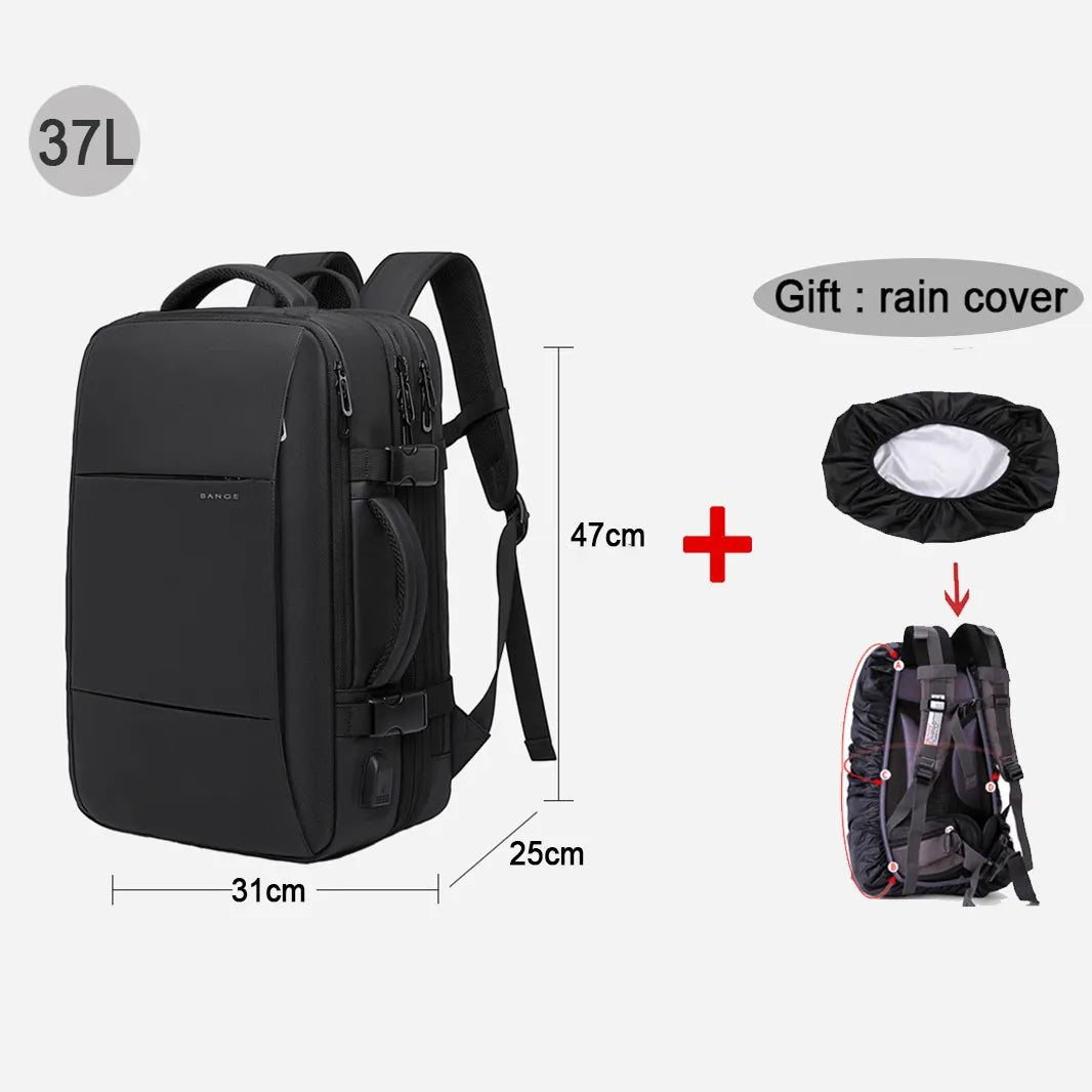 Durable 17.3-inch laptop backpack for men with rain cover and spacious compartments