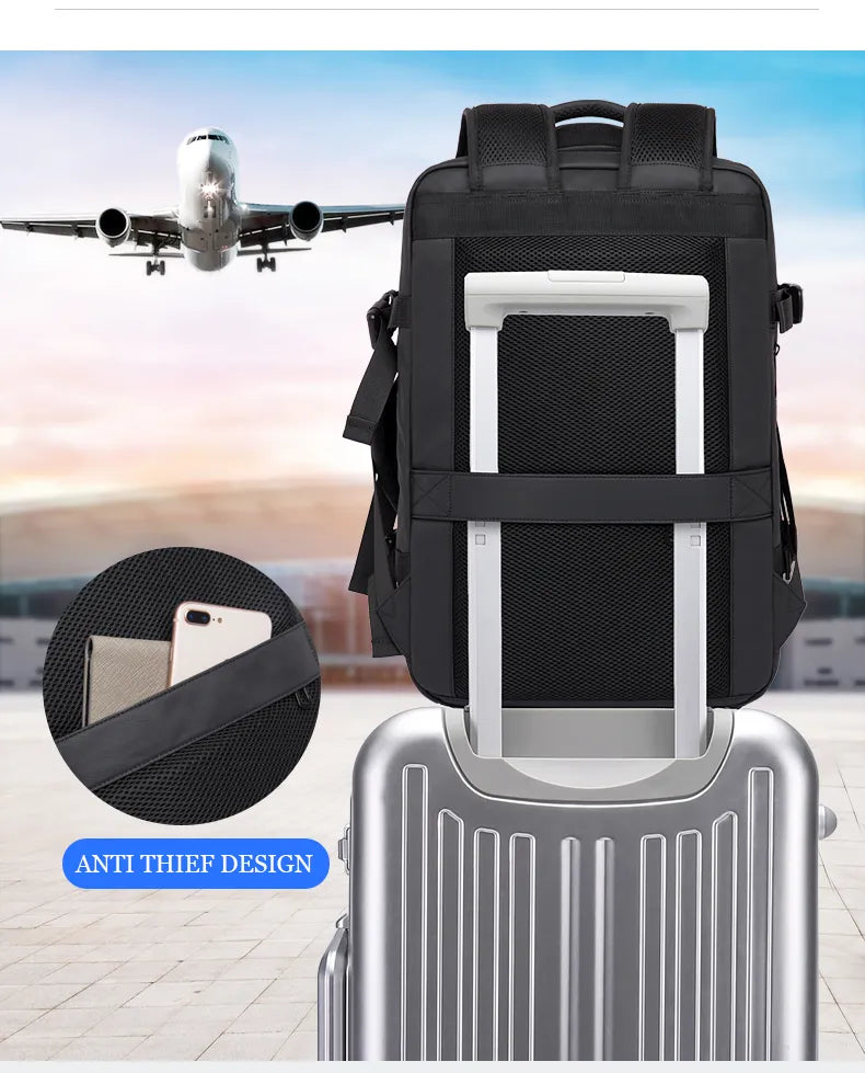 17.3-inch laptop backpack for men with anti-theft design and trolley sleeve for travel convenience