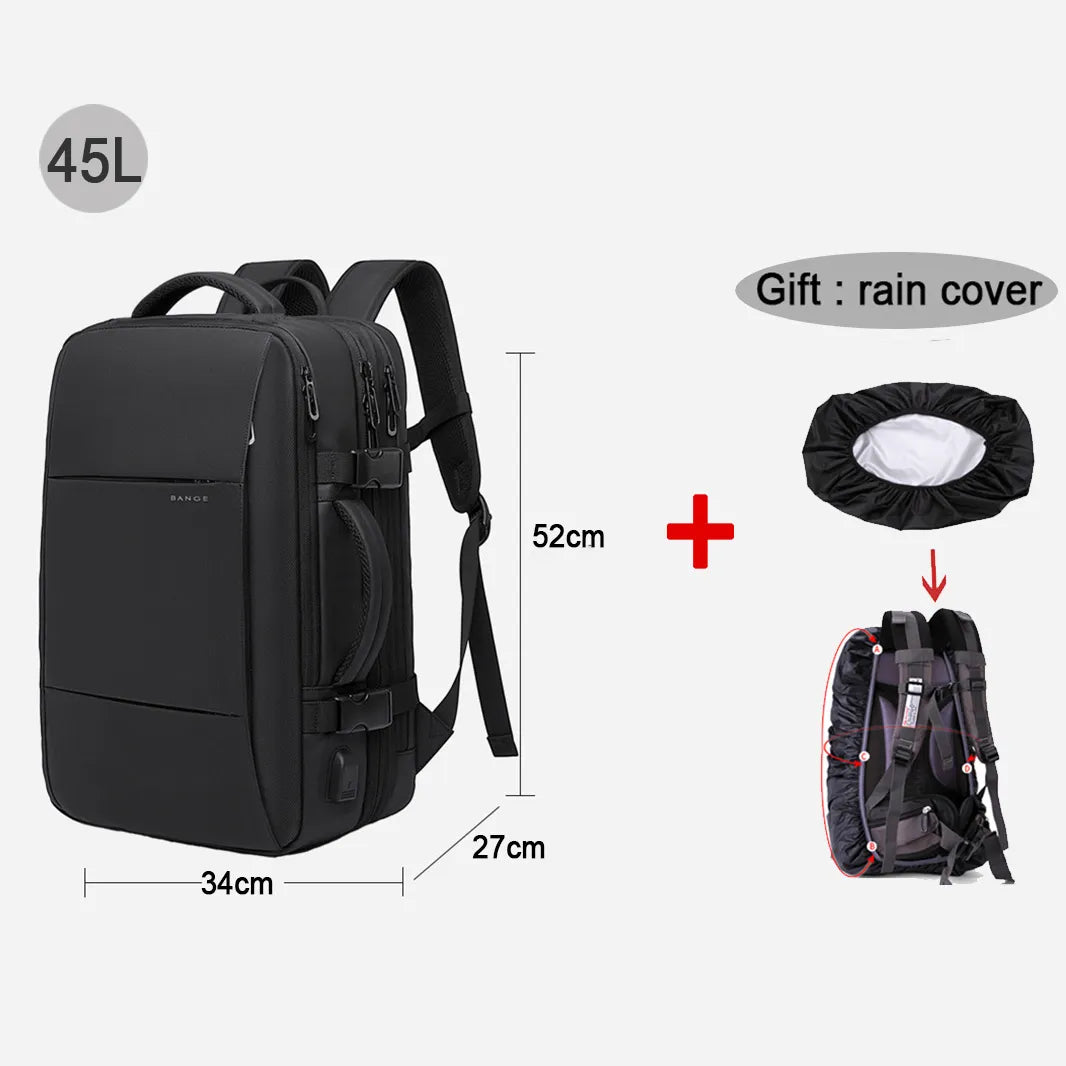 Spacious 17.3-inch laptop backpack for men with rain cover, designed for comfort and durability