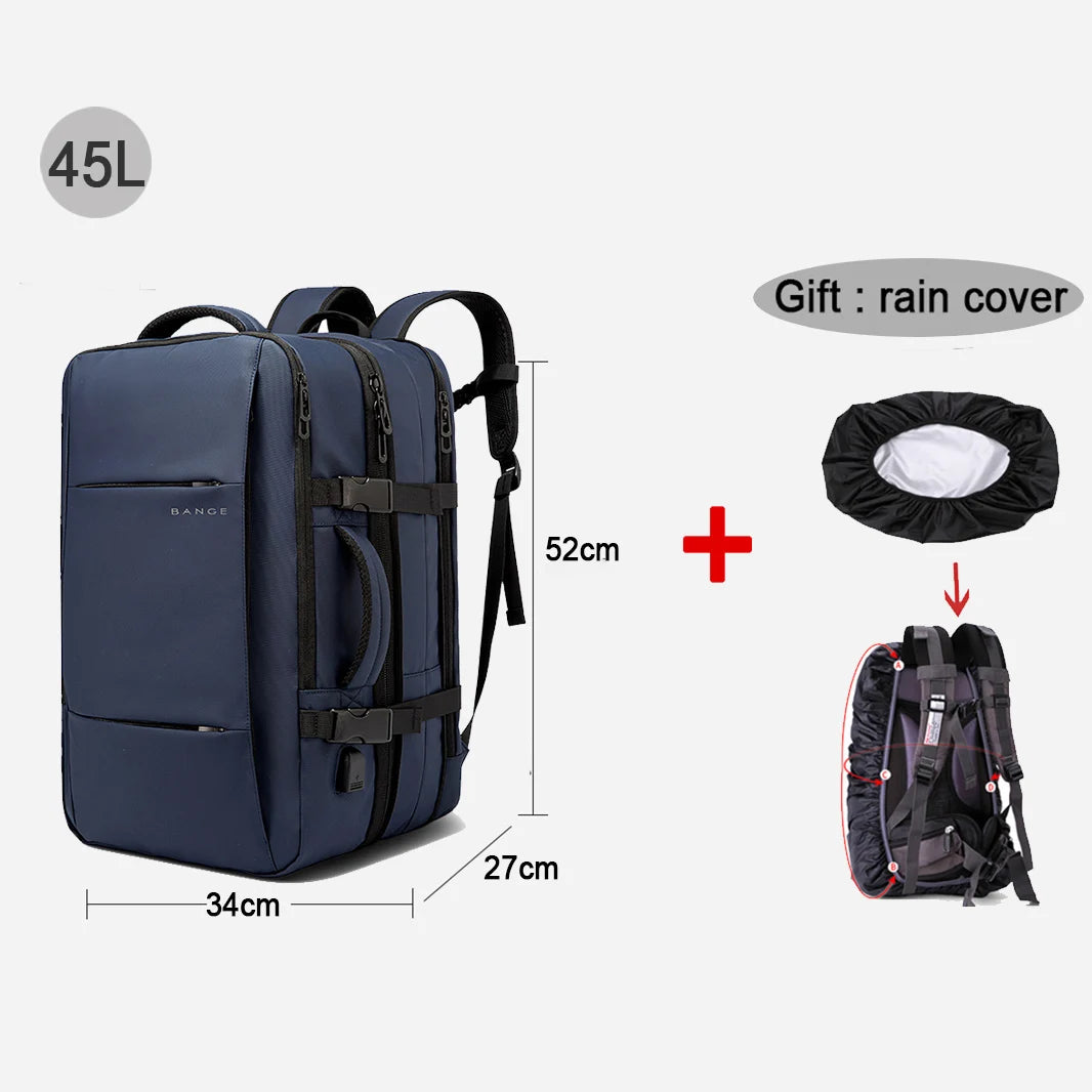 Durable 17.3-inch laptop backpack for men with multiple compartments and rain cover included