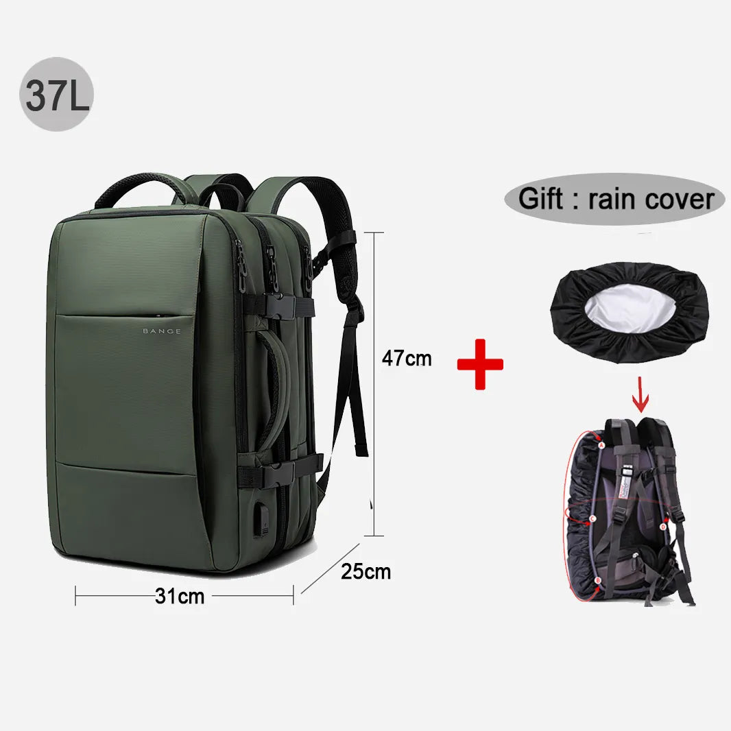 17.3-inch laptop backpack for men with multiple compartments and included rain cover for protection
