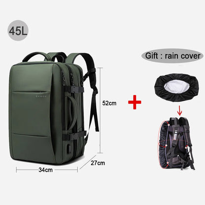 Stylish 17.3-inch laptop backpack for men with multiple compartments and rain cover included