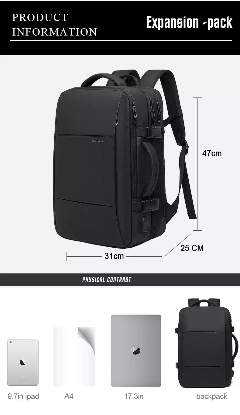 Stylish 17.3-inch laptop backpack for men with spacious compartments and padded straps