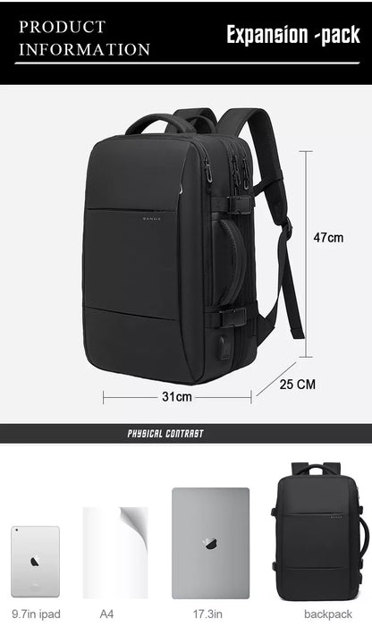 Stylish 17.3-inch laptop backpack for men with spacious compartments and padded straps