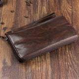 Genuine Soft Handmade Sheepskin Retro Long Wallet