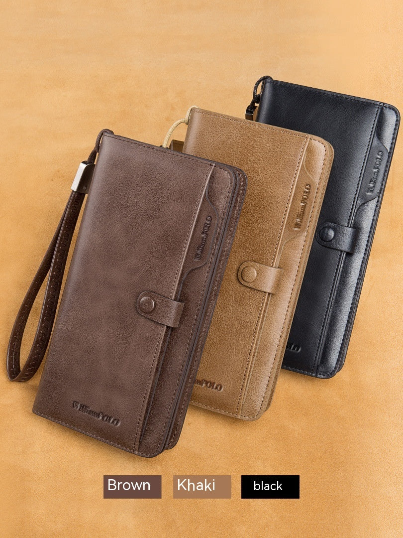 Men's Genuine First Layer Cowhide Leather Wallet/Phone Case - StoreFour