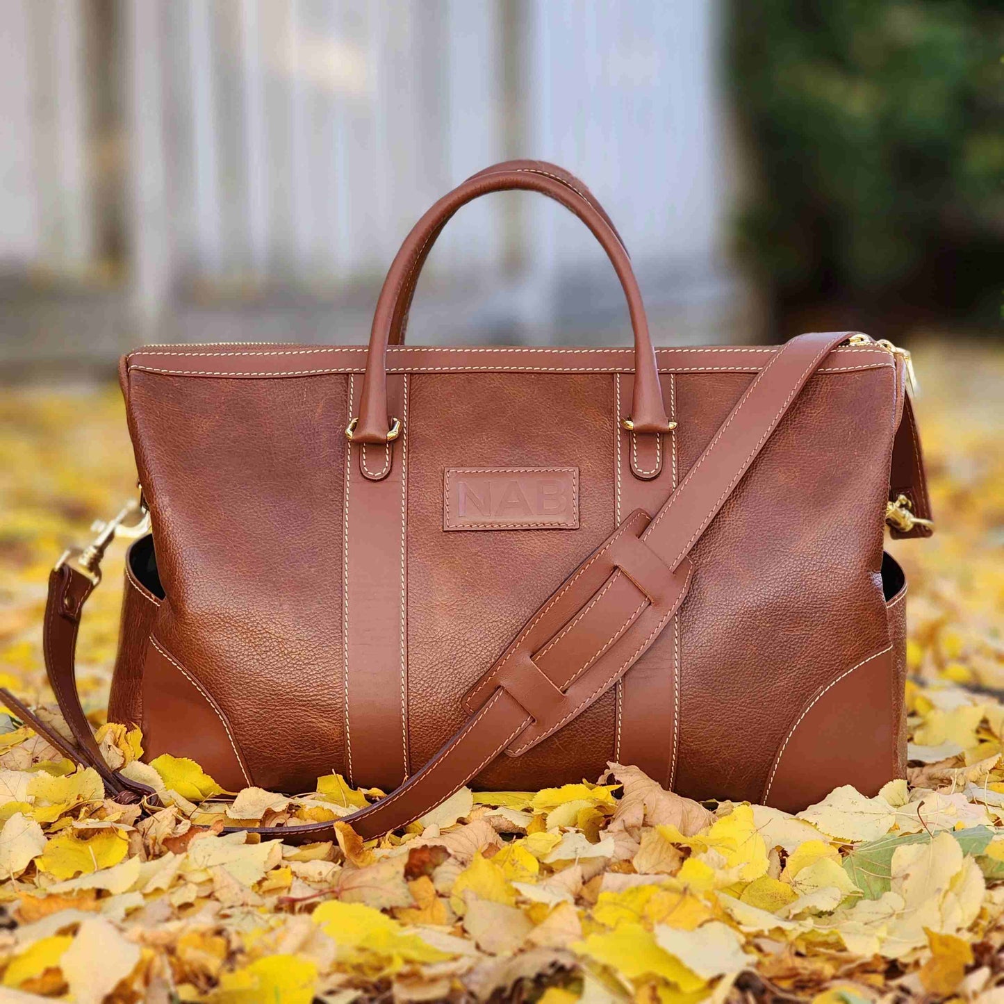 The Shield Duffle — Cognac Full-Grain Canadian Leather Duffle Bag