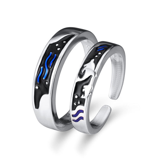Sea & Whale Pair Rings - Adjustable Couple's Set - StoreFour