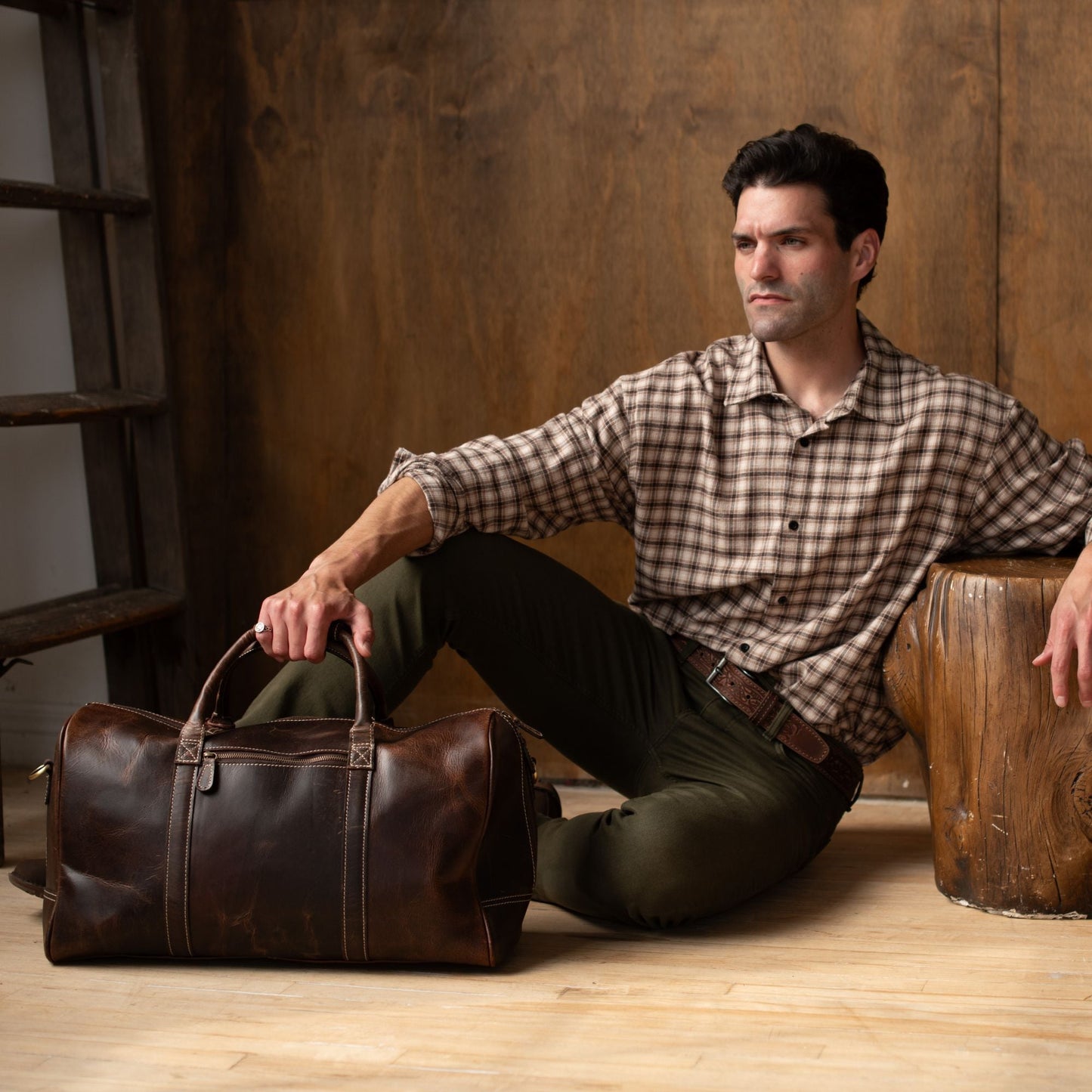 The Wayfarer Bag — Brown Full-Grain Canadian Leather Duffle Bag