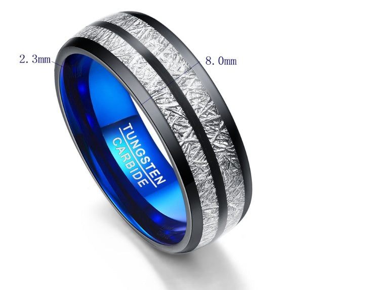 Black Blue Tungsten Carbide 8mm Wedding Band for Couples - StoreFour