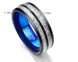 Black Blue Tungsten Carbide 8mm Wedding Band for Couples