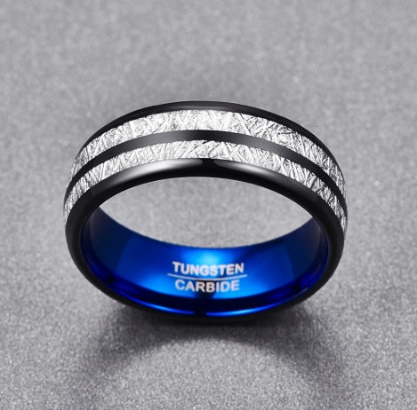 Black Blue Tungsten Carbide 8mm Wedding Band for Couples - StoreFour