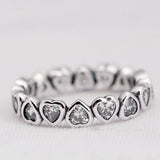 Silver Diamond-Processed Love Ring