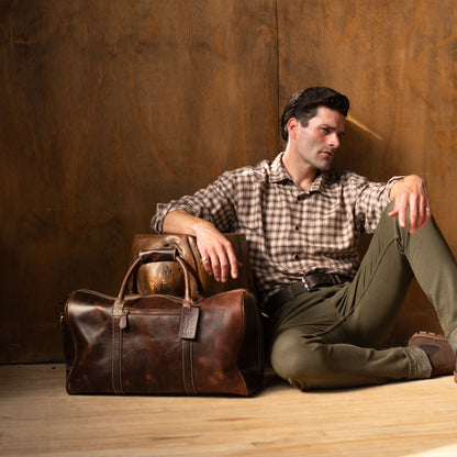 The Wayfarer Bag — Brown Full-Grain Canadian Leather Duffle Bag