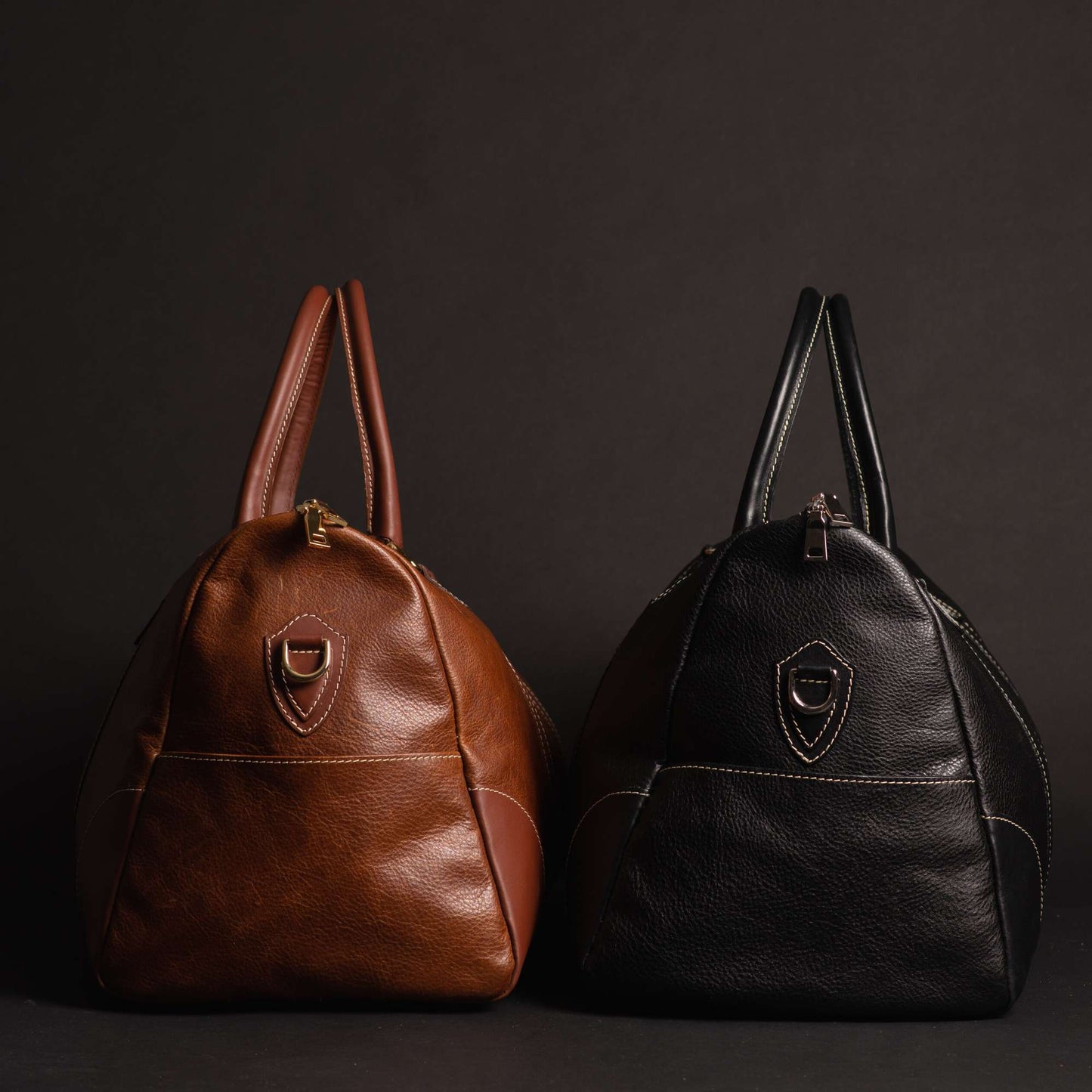 The Shield Duffle — Cognac Full-Grain Canadian Leather Duffle Bag