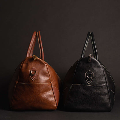 The Shield Duffle — Cognac Full-Grain Canadian Leather Duffle Bag
