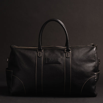 The Shield Duffle- Made in Canada | Black Full-Grain Leather Duffle Bag
