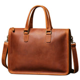 Men's 14" Laptop Top-layer Crazy Horse Leather Briefcase