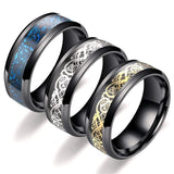 Dragon Pattern Men's Stainless Steel Rings