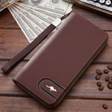 Men's PU Leather Universal Long Everyday Wallet/Phone Case Zipper-secured