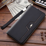 Men's PU Leather Universal Long Everyday Wallet/Phone Case Zipper-secured