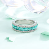 Fashion White Gold-plated Emerald Zircon Ring