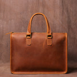 Men's 14" Laptop Top-layer Crazy Horse Leather Briefcase