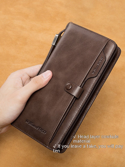 Men's Genuine First Layer Cowhide Leather Wallet/Phone Case - StoreFour