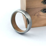 Oak Wood Inner Layer Men's Silver Tungsten Carbide Engagement/Wedding Ring