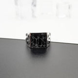 925 Sterling Silver Adjustable Square Black Stone Turkish Vintage Men's Ring