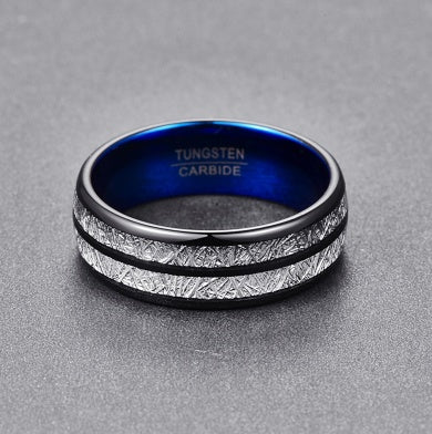 Black Blue Tungsten Carbide 8mm Wedding Band for Couples - StoreFour