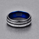 Black Blue Tungsten Carbide 8mm Wedding Band for Couples