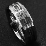 Stainless Steel Geometric Cutout Chain Ring For Men