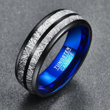 Black Blue Tungsten Carbide 8mm Wedding Band for Couples