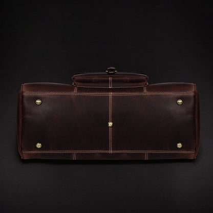 The Voyager Duffle — Brown Full-Grain Distressed Canadian Leather Duffle Bag