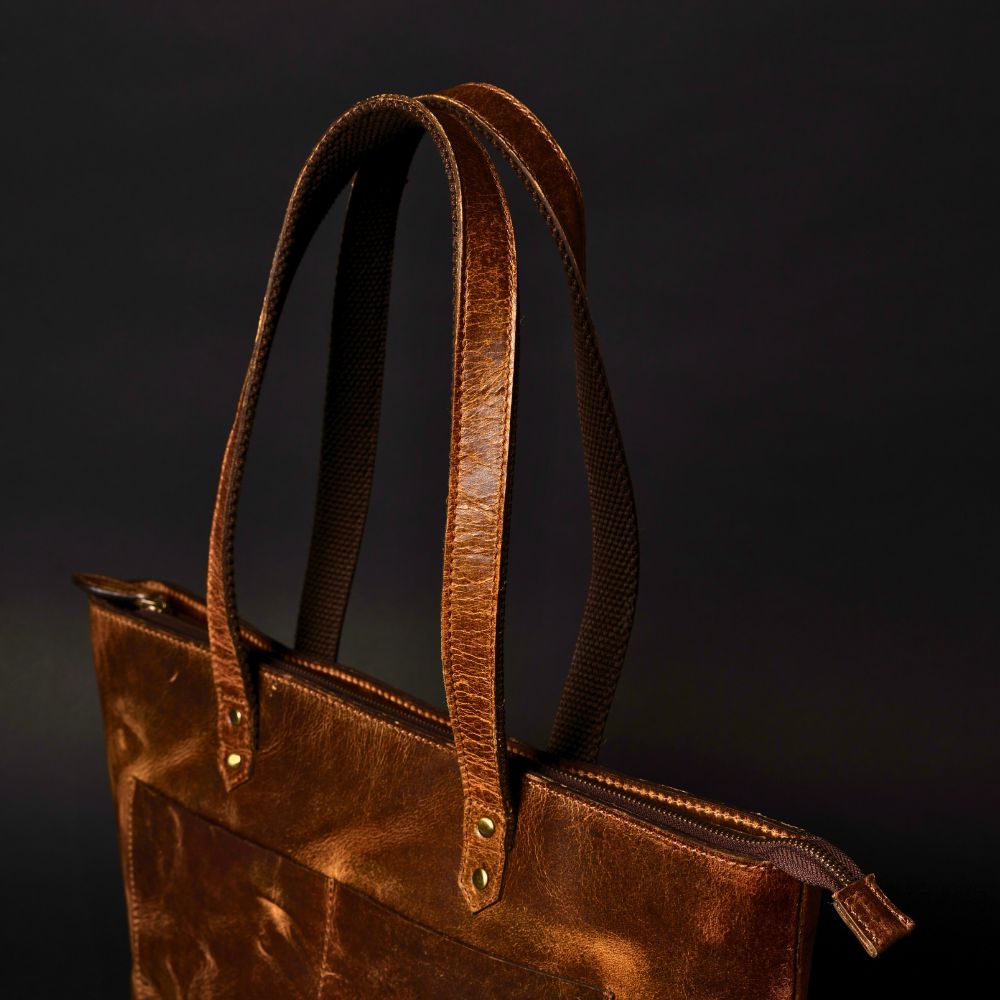 Classic Full-Grain Canadian Leather Tote Bag — Cognac