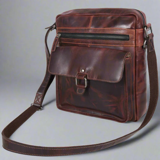 Manhattan Genuine Buffalo Leather Crossbody Bag for Men & Women