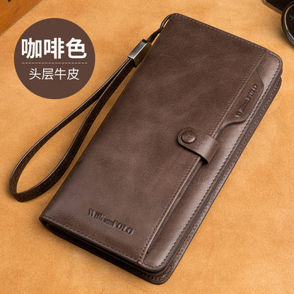 Men's Genuine First Layer Cowhide Leather Wallet/Phone Case - StoreFour