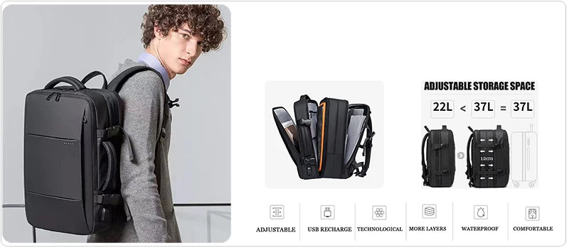 17.3 Laptop Waterproof Men's Expandable Travel Business Aesthetic Backpack - StoreFour