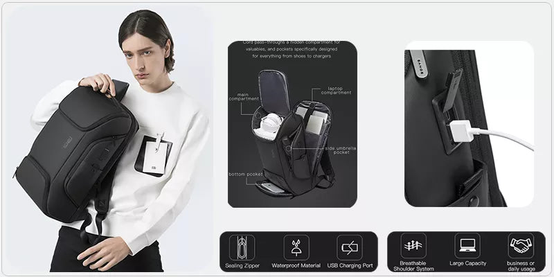 17.3 Laptop Waterproof Men's Expandable Travel Business Aesthetic Backpack - StoreFour