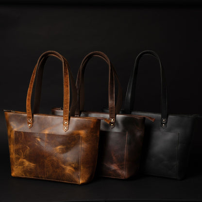 Classic Full-Grain Canadian Leather Tote Bag — Black